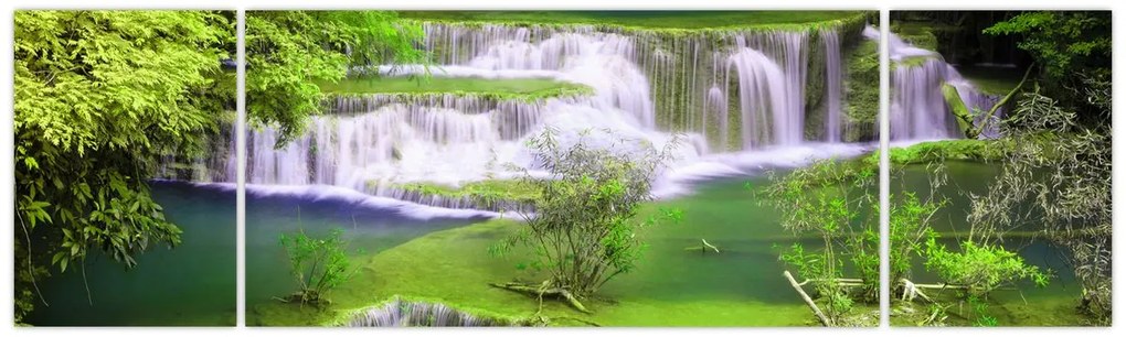 Obraz - Wodospady Huay Mae Khamin, Kanchanaburi, Tajlandia (170x50 cm)