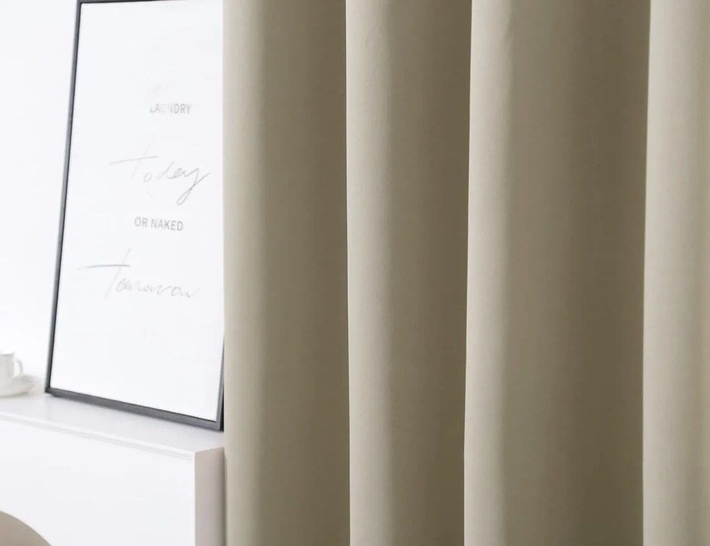 Zasłona OXFORD 140x250 cm, jasnobeżowy Zawieszanie: Taśma z wiązaniami