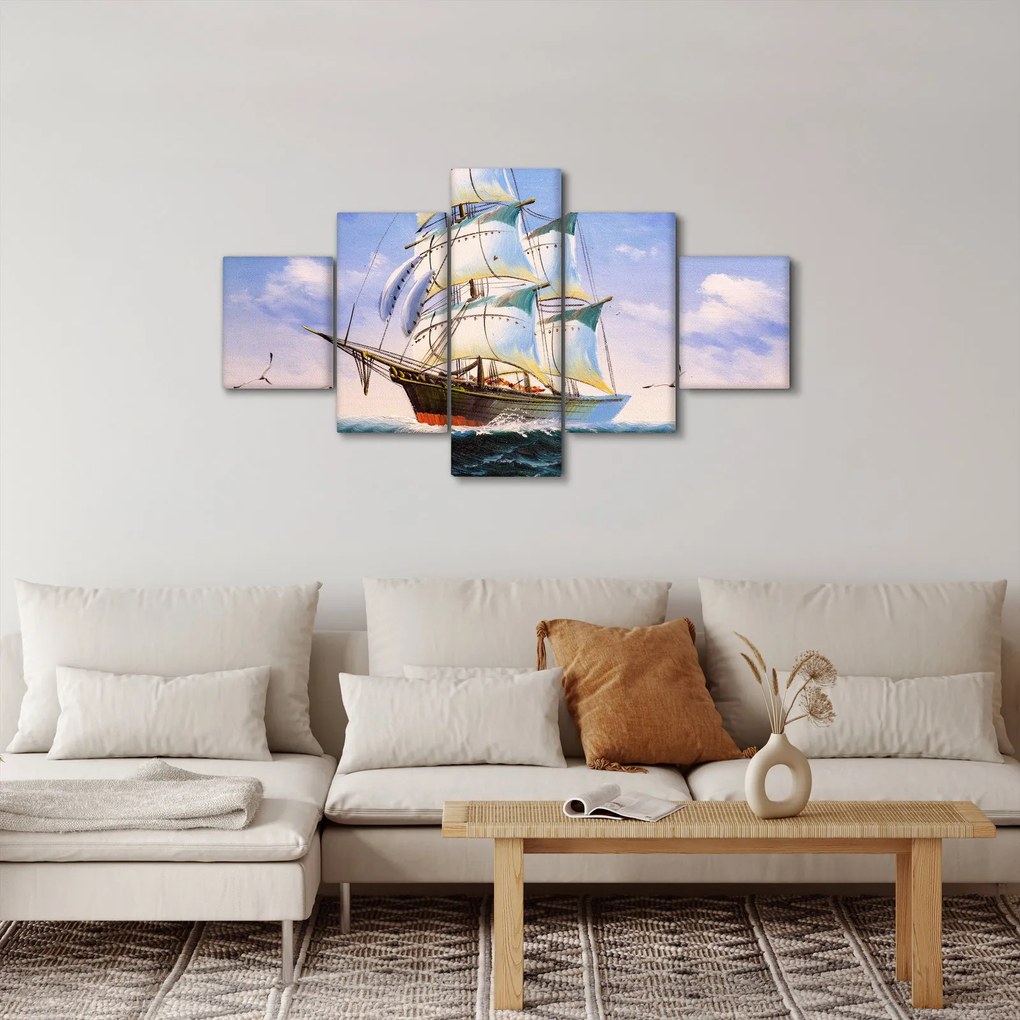 Obraz statku na falach (125x70 cm)