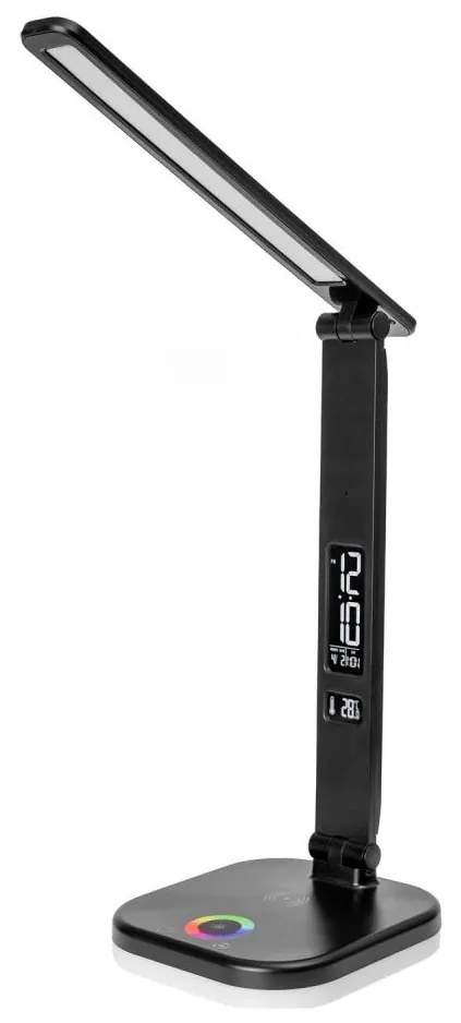 LED RGBW Ściem. lampa z bezprzew. ład., ekranem, port USB 6W/5V 3000-6500K czarny