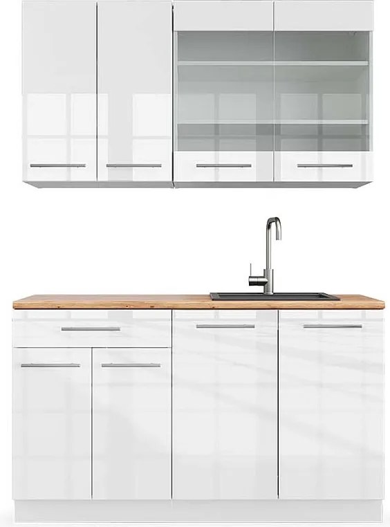 Pojedyncza kuchnia biały wysoki połysk/biały 140x60x81.6 fame-line