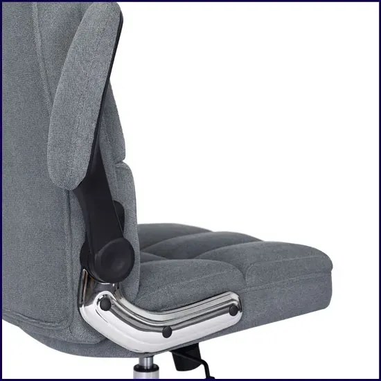 Szary Fotel Tapicerowany Biurowy Pikowany 120 Cm M6-K51