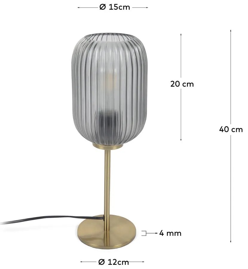 Lampa stołowa w kolorze złota ze szklanym kloszem (wys. 40 cm) Hestia – Kave Home