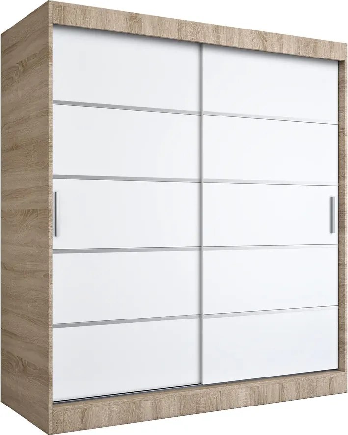 Szafa przesuwna dąb sonoma + biały 180 cm W4-Z61