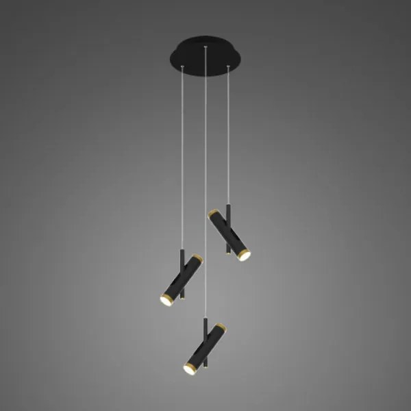 Czarna lampa wisząca z trzema wąskimi kloszami Lunette 3