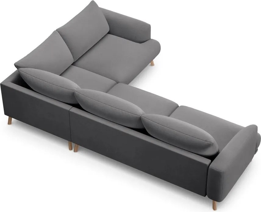 Szary aksamitny narożnik (prawostronny/w kształcie litery L) Naomi – Micadoni