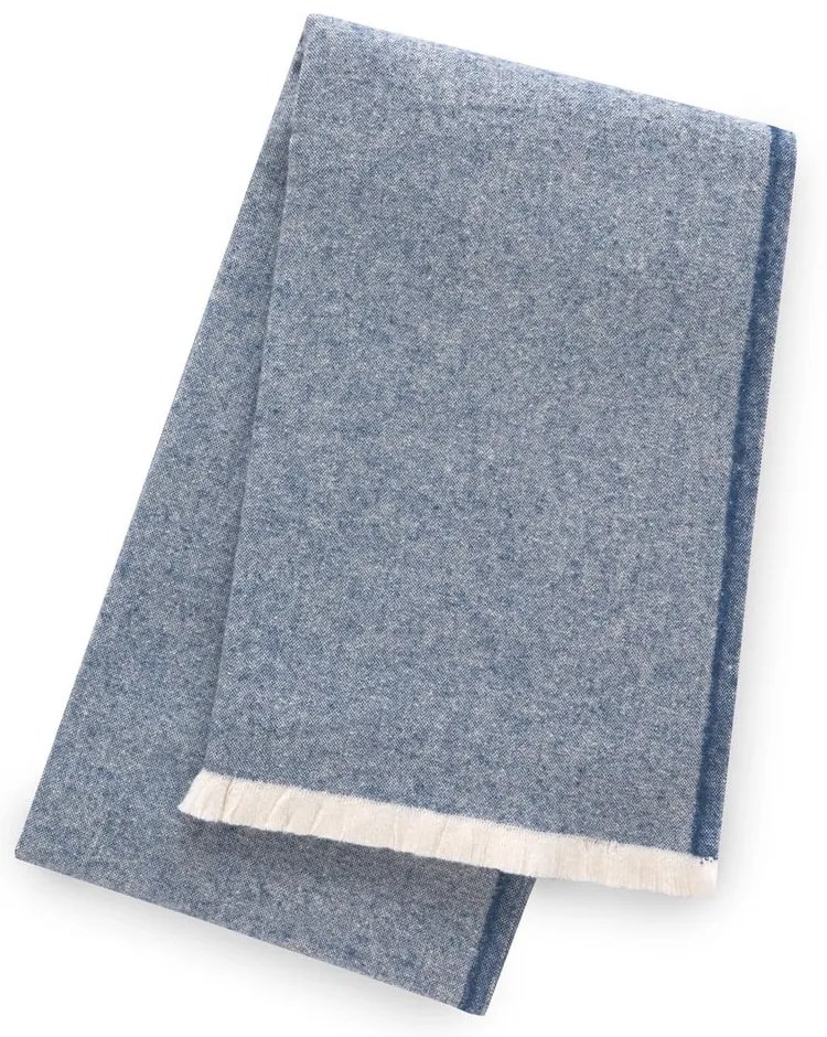 Niebieski pled z domieszką bawełny Euromant Linen, 140x180 cm