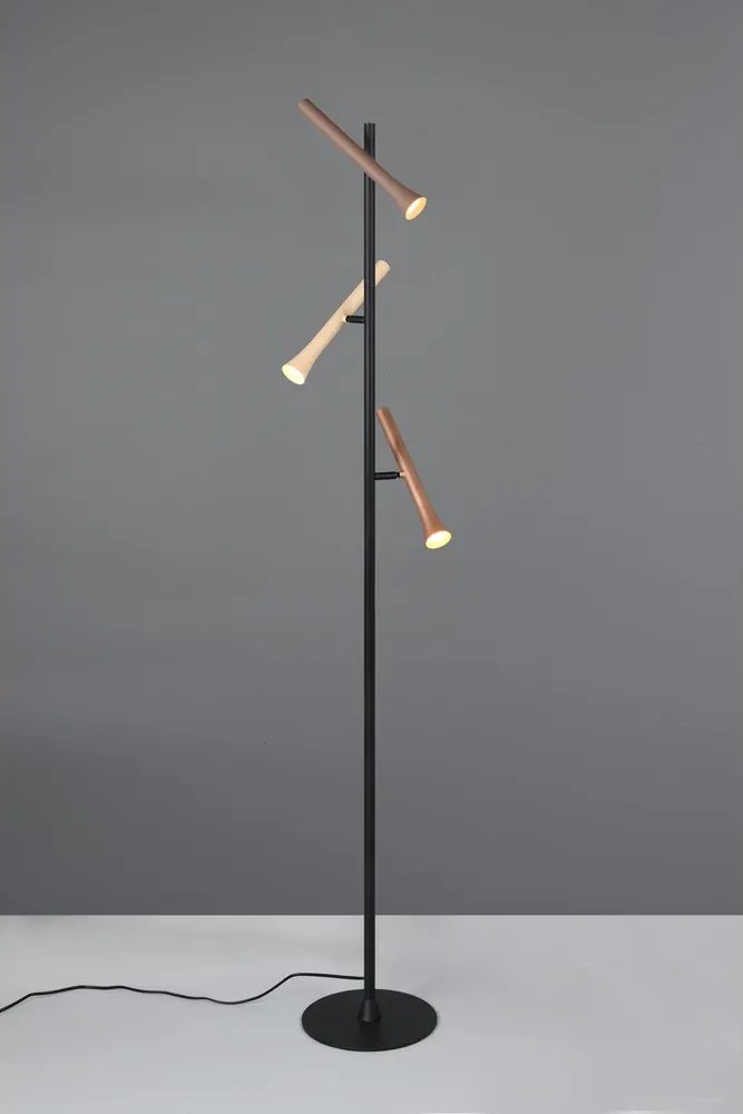 Czarna lampa stojąca LED z metalowym kloszem (wysokość 150 cm) Fiato – Trio
