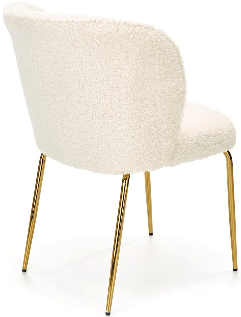 Krzesło, bouclé kremowe, K474 złoty stelaż, nowoczesne, eleganckie,