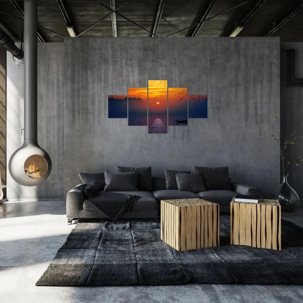 Obraz mostu o zachodzie słońca (125x70 cm)