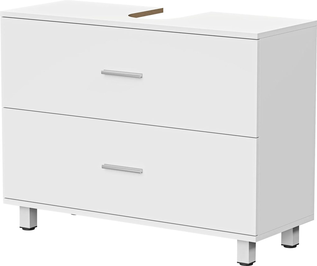 HOMCOM Nowoczesna szafka pod umywalkę z 2 szufladami, stojąca szafka bez podstawy, biały | Aosom PL
