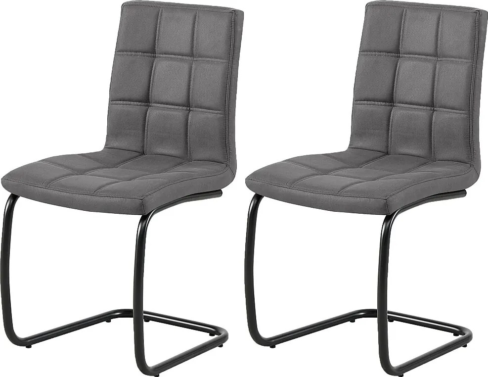 Krzesła do jadalni zestaw 2 szt. - tkanina i metal - ciemnoszary - PARIANA