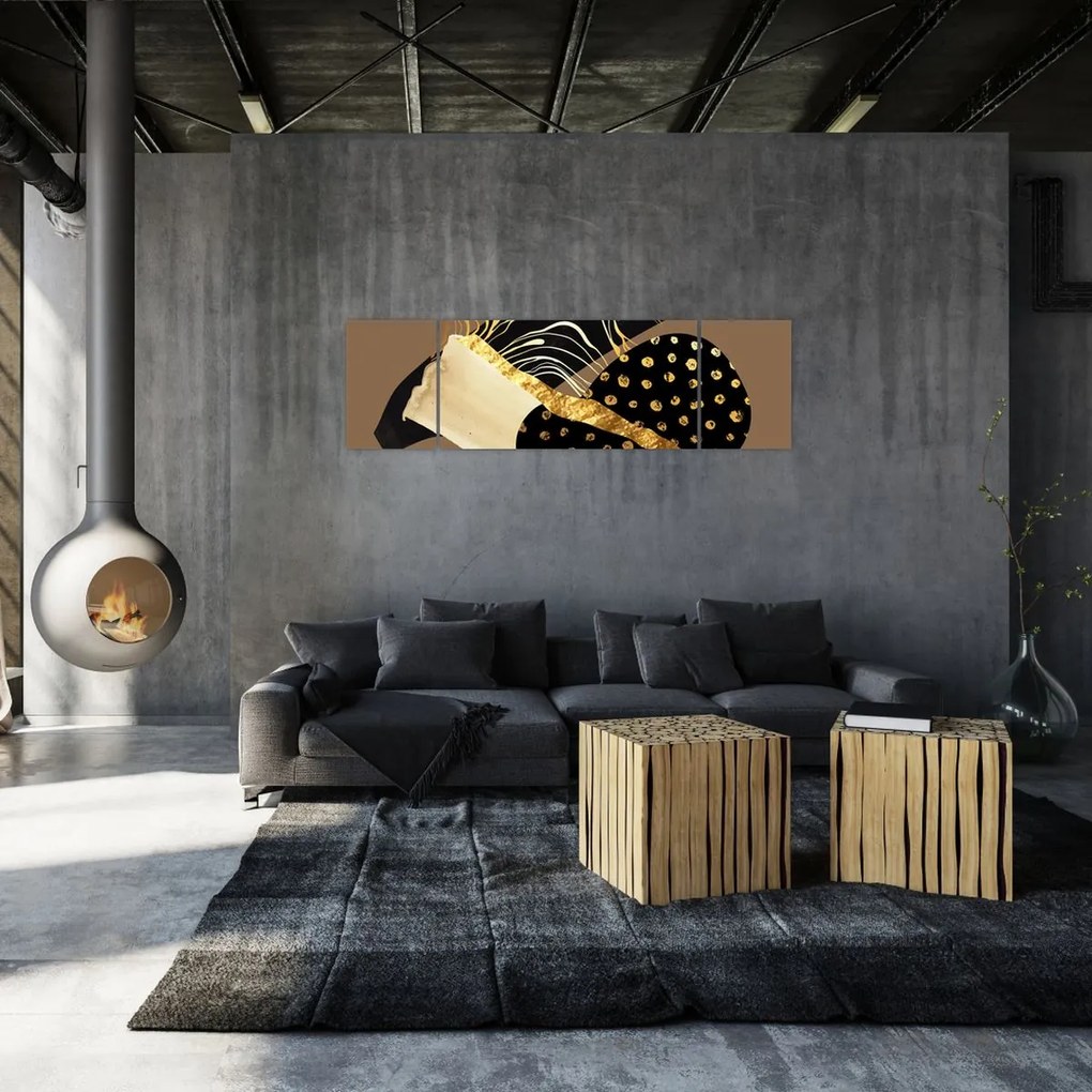 Obraz - Abstrakcja złotobrązowa N⁰1 (170x50 cm)