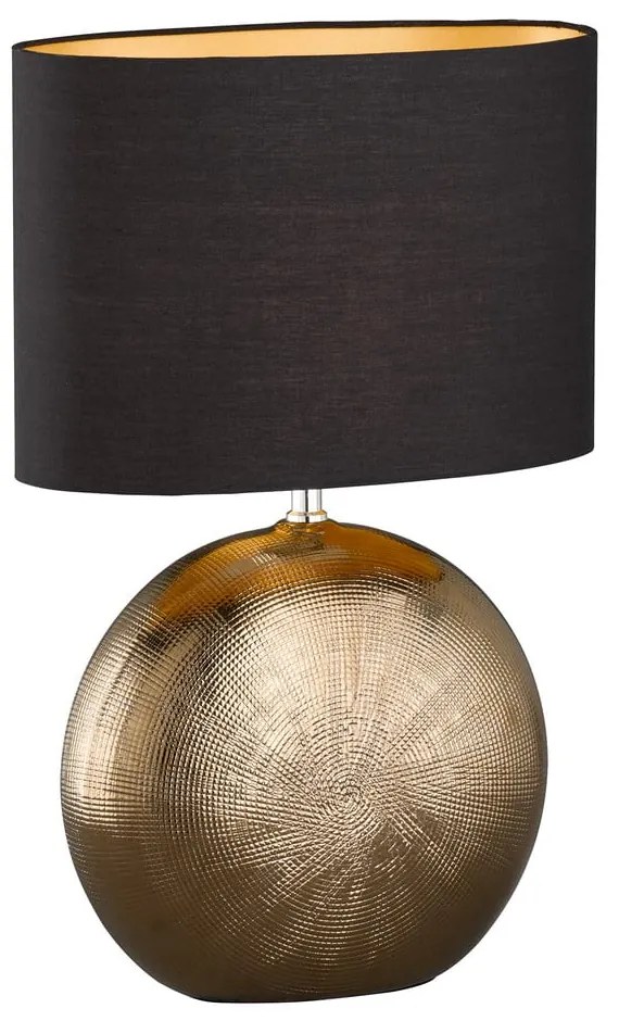 Czarno-brązowa ceramiczna lampa stołowa z tekstylnym kloszem (wysokość 53 cm) Foro – Fischer & Honsel