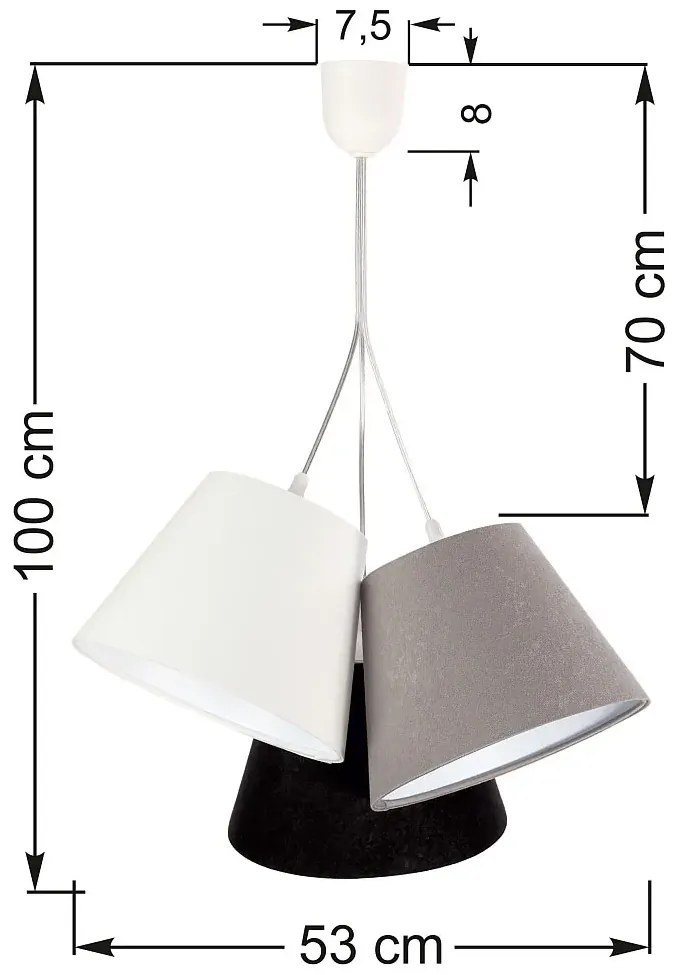 Trójkolorowa lampa wisząca z białym wnętrzem D9-H76