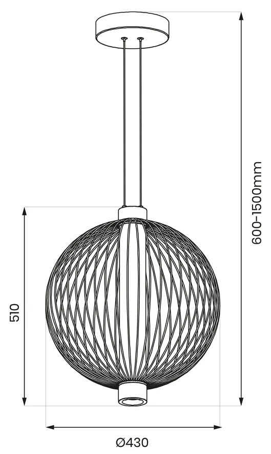 Lampa wisząca KYOTO 32W LED śr. 43cm pleciona kula czarna