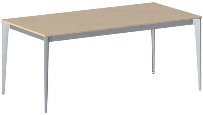 Stół konferencyjny do biura PRIMO ACTION, 180x90 cm, szaro-srebrna podstawa, buk