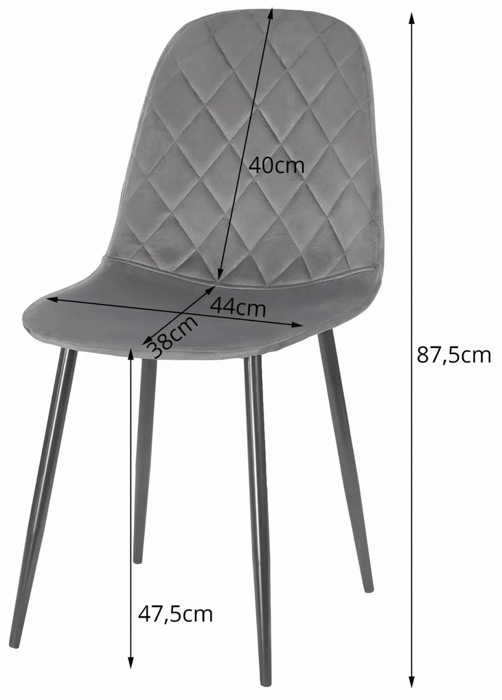 Zestaw jadalniany 1 + 4, czarny stół ADRIA 120x80 cm + czarne aksamitowe krzesło ASTI z czarnymi nogami