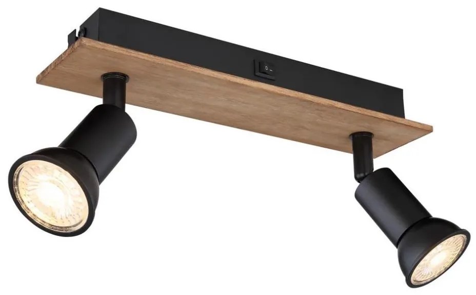 Globo 57998-2W - Lampa punktowa DREW 2xGU10/35W/230V drewno/czarny