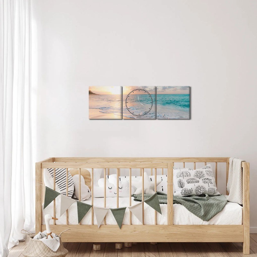 Obraz - Wymarzona plaża (z zegarem) (90x30 cm)