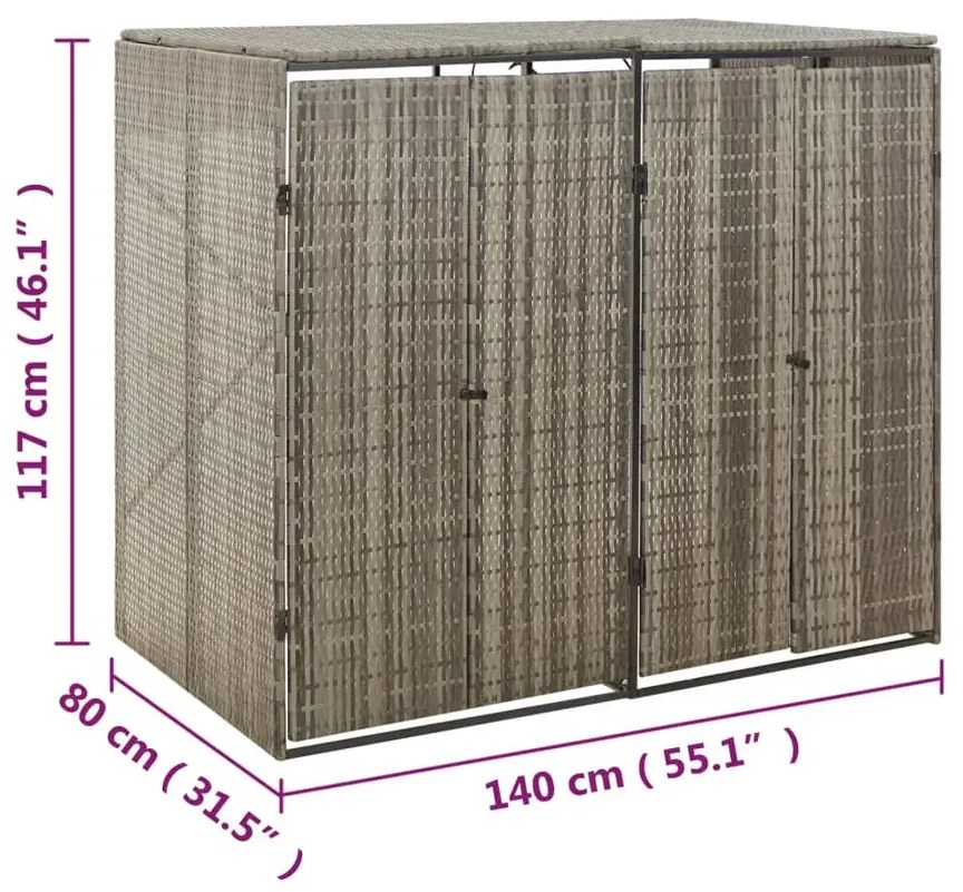 2 osłony na śmietniki ogrodowe w kolorze szarym S3-H63