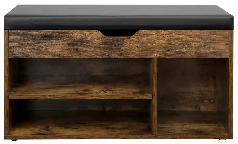 Szafka na buty z miejscem do przechowywania LUJZA, 80x30x44cm, ciemny brąz/czarna Vasagle