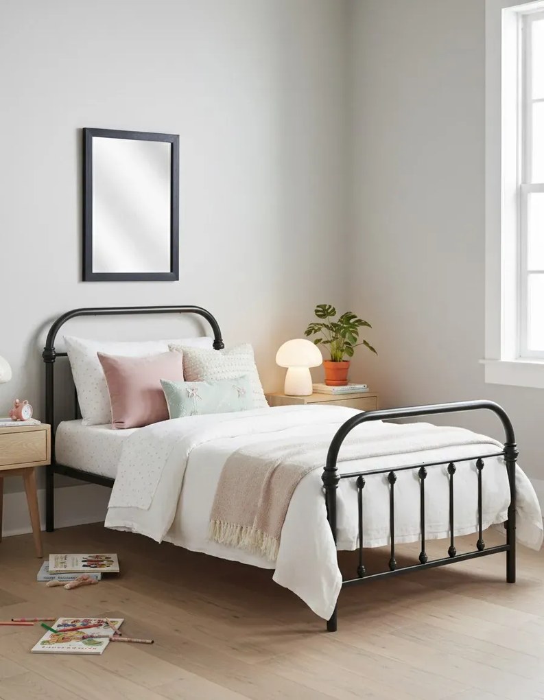 Czarne metalowe łóżko industrialne 90x200 cm R6-Z34