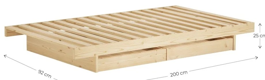 Naturalne łóżko z litego drewna sosnowego ze stelażem 90x200 cm Kanso – Karup Design