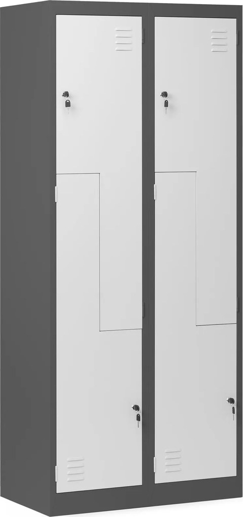 Szafa socjalna czterokomorowa Julia 80x45x185 cm antracyt/biały