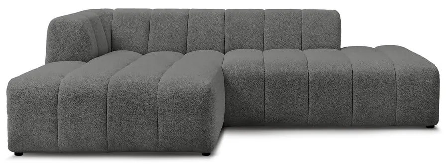 Ciemnoszary narożnik z materiału bouclé (lewostronny/z szezlongiem) Annecy – Bobochic Paris