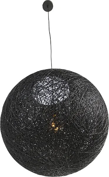 Rustykalna lampa wisząca czarna 60 cm - Corda