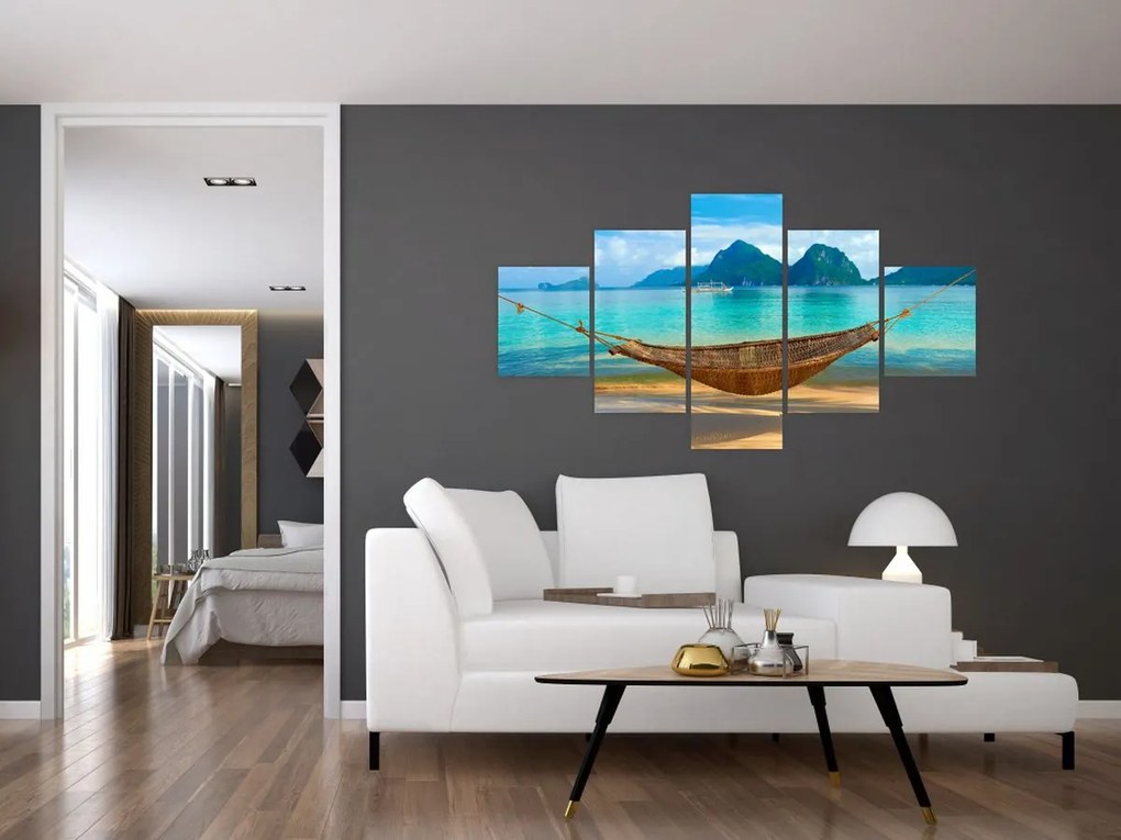 Obraz - Hamak na plaży (125x70 cm)