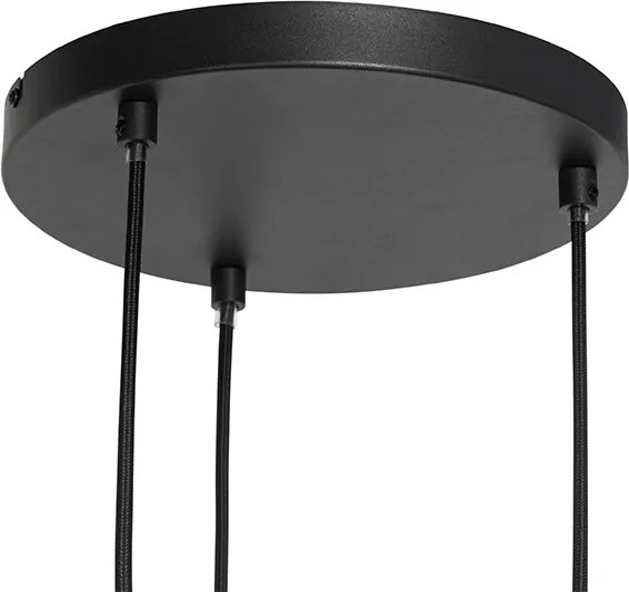 Orientalna lampa wisząca czarna z rattanu 3-światłowa okrągła - Akira