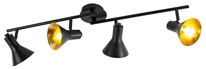 Nowoczesny reflektor czarny ze złotem 4-światłowy - Magno