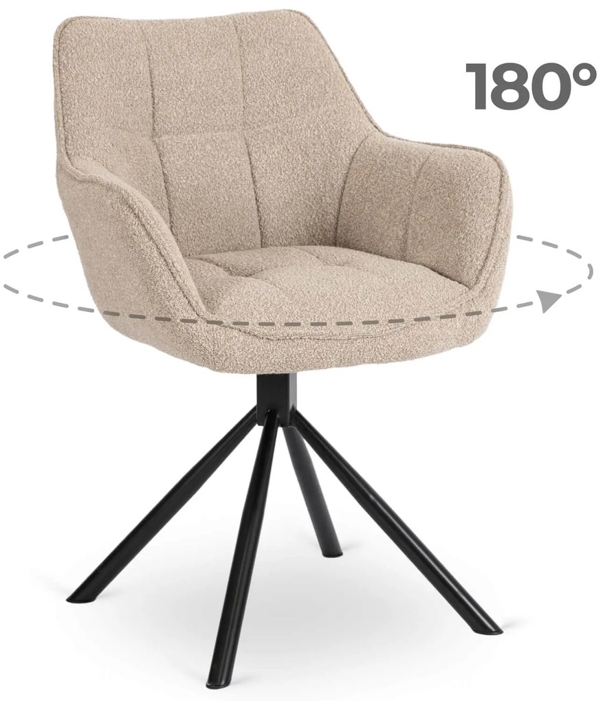 Krzesło Tapicerowane Obrotowe PEONY Beżowe Nowoczesne Loft