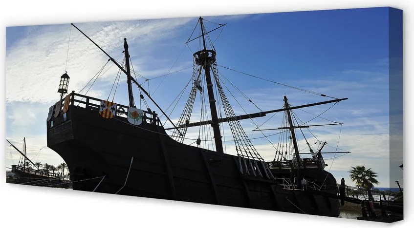 Duży obraz na płótnie Sylwetka Statku pod Niebem
