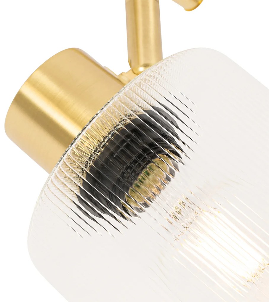 Plafon / Reflektorek / Spot / Spotow / Lampy sufitowe z reflektorami złoty ze szkłem 3-światła regulowane - Laura ArtDeco Oswietlenie wewnetrzne