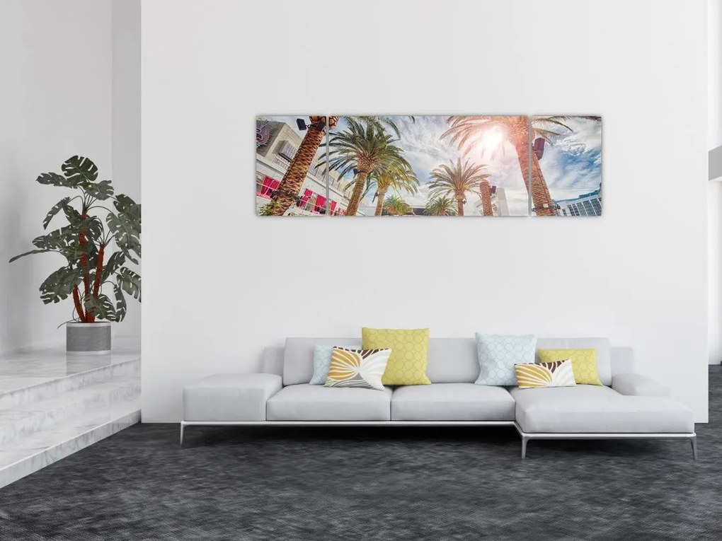 Obraz - palmy z basenem (170x50 cm)