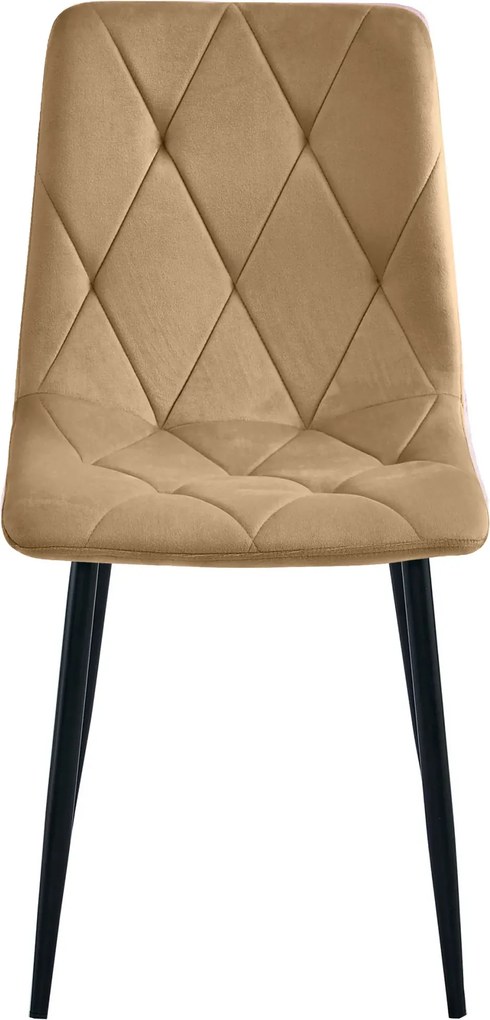 Brązowe pikowane krzesło welurowe R6-H10