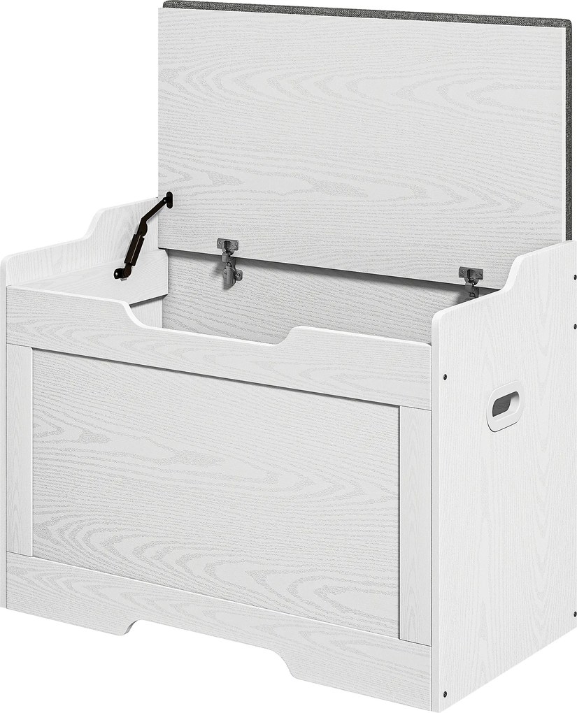HOMCOM Skrzynia na przechowywanie 103 litry, ławka z miejscem na przechowywanie z zawiasem bezpieczeństwa, poduszką, do różnych pomieszczeń, Biały
