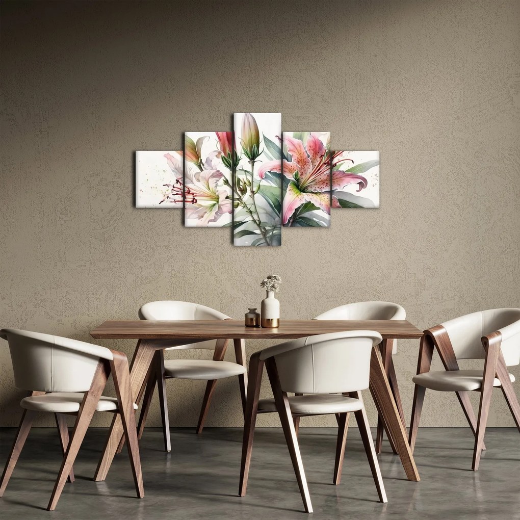 Obraz - Lilie, ilustracje (125x70 cm)