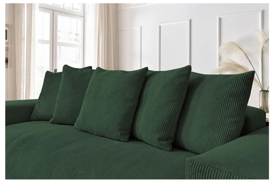 Zielona sztruksowa sofa 280 cm Voltaire – Bobochic Paris