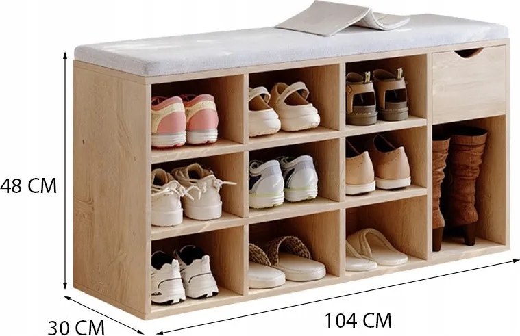 Szafka na buty z siedziskiem loft sonoma ławka przedpokój z szufladą 100cm