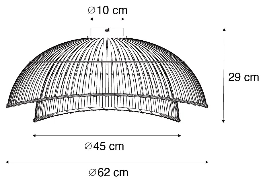 Orientalna lampa sufitowa czarna z bambusa 62 cm - PuaKolonialny Oswietlenie wewnetrzne