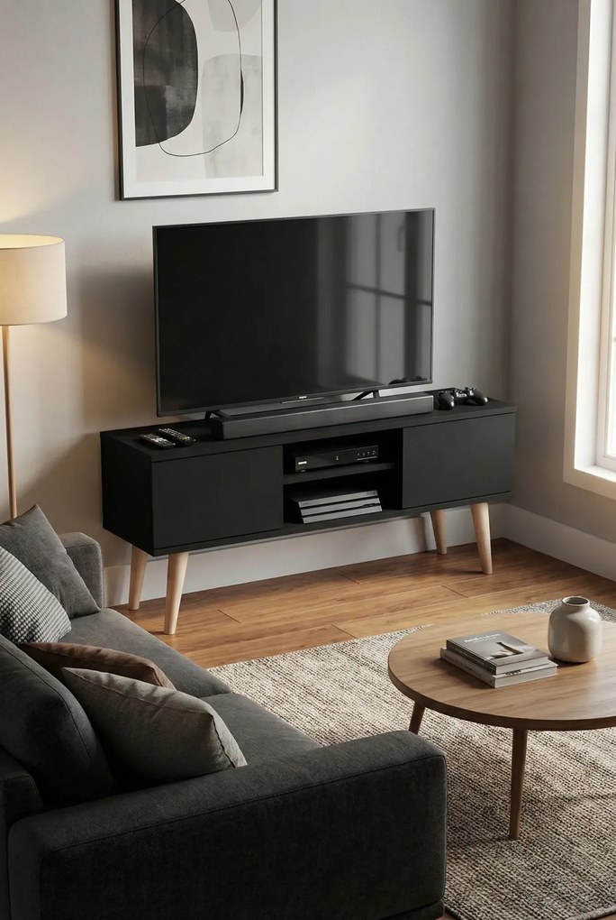 Czarna szafka RTV na nóżkach C1-G13