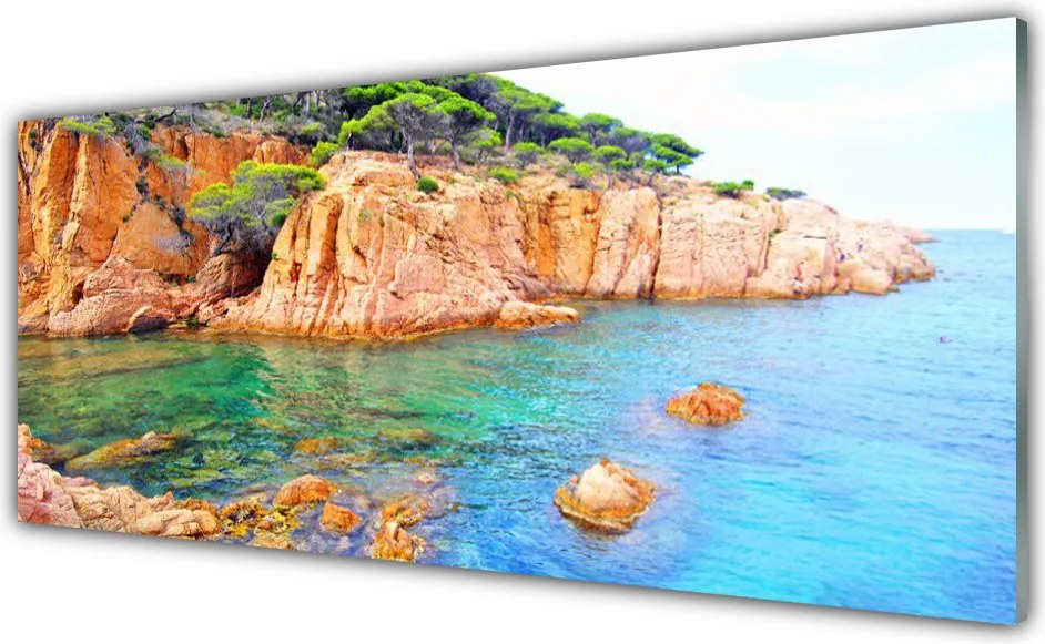 Szkło nad Blatem Fale Rozbijające się o Skały