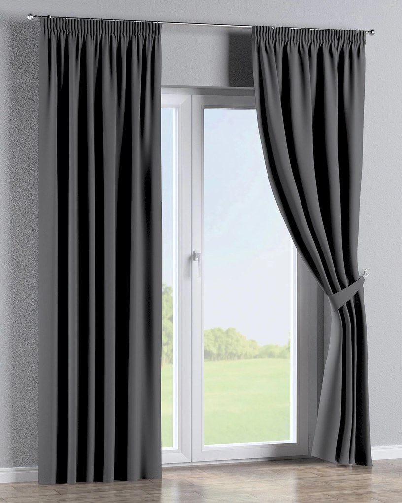 Zasłona na taśmie marszczącej 1 szt. kolor antracytowy tkanina zaciemniająca