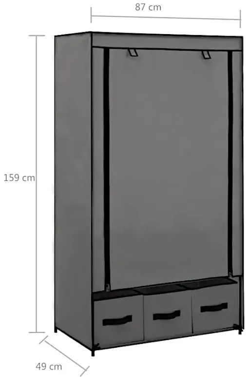 Szara składana materiałowa szafa P1-M56