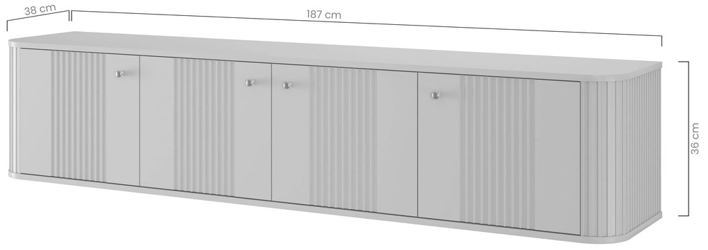 Szafka RTV wisząca Vesper 4D 187 cm - kaszmir / orzech / czarne uchwyty