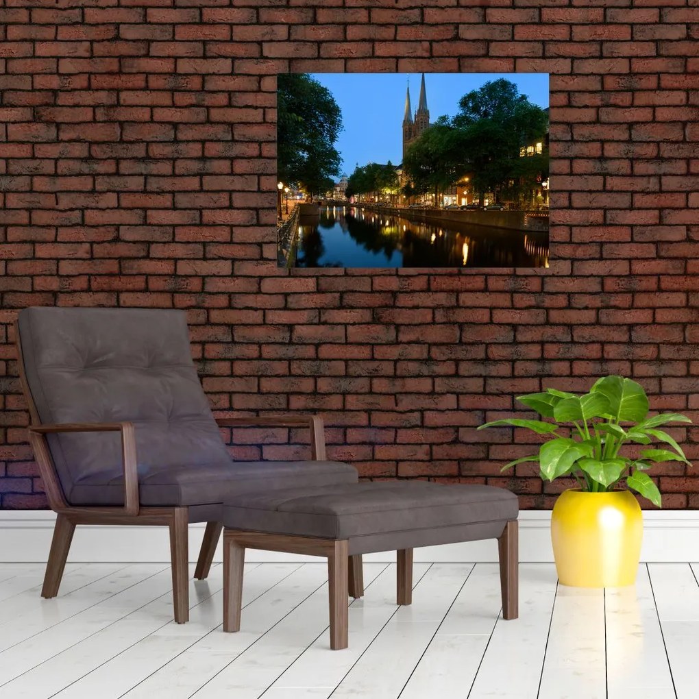 Obraz nocnego historycznego miasta (70x50 cm)
